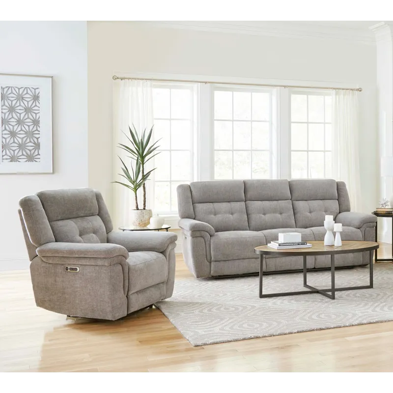 Richland Bristol Grey Power Reclining Sofa and Recliner