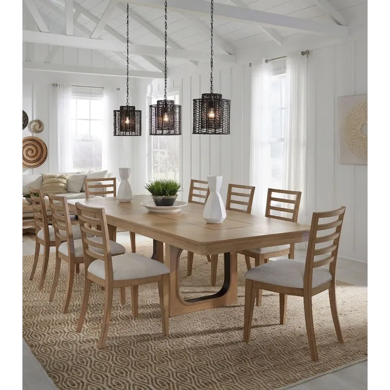 Escape Dining 84 Inch Rectangular Table with 8 Ladderback Chairs
