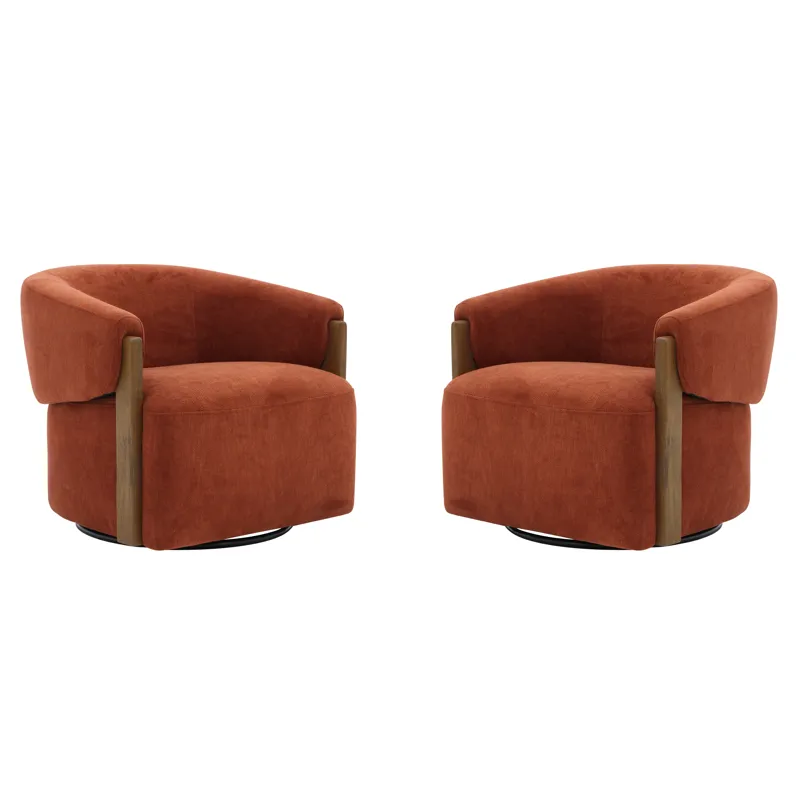 Finley Island Rust Swivel Accent Chair Two Pack