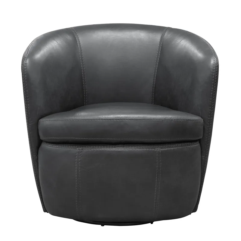 Barolo Vintage Slate 100% Italian Leather Swivel Club Chair Two Pack