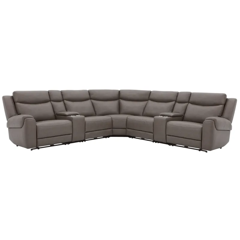 Momentum Dark Granite 7 Piece Modular Power Reclining Sectional with Power Adjustable Headrests