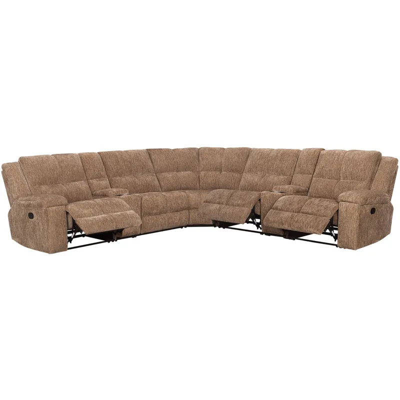Bronco Plush Tobacco 7 Piece Modular Manual Reclining Sectional