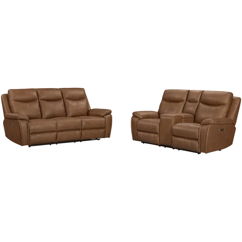 Veracruz Vintage Tan Zero Gravity Power Reclining Sofa and Loveseat