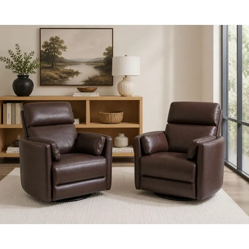 Radius Hickory Brown Manual Swivel Glider Recliner Two Pack
