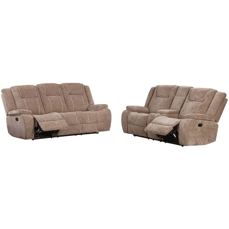 Bruno Plush Tobacco Manual Sofa and Loveseat