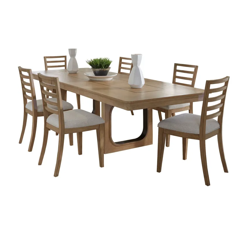 Escape Dining 84 Inch Rectangular Table with 6 Ladderback Chairs