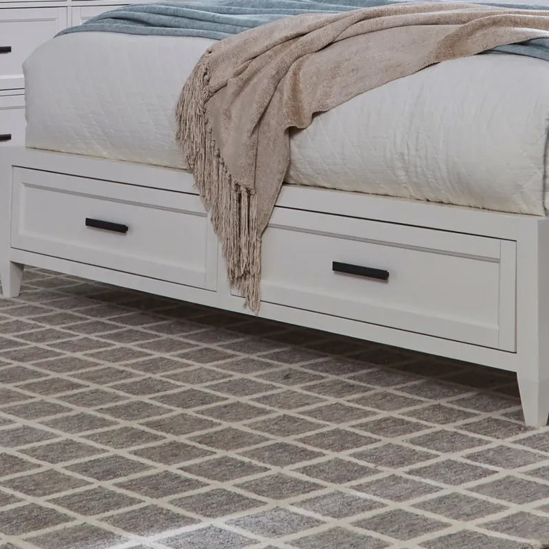 Americana Modern Bedroom King Shelter Footboard with Drawers Slats and Legs