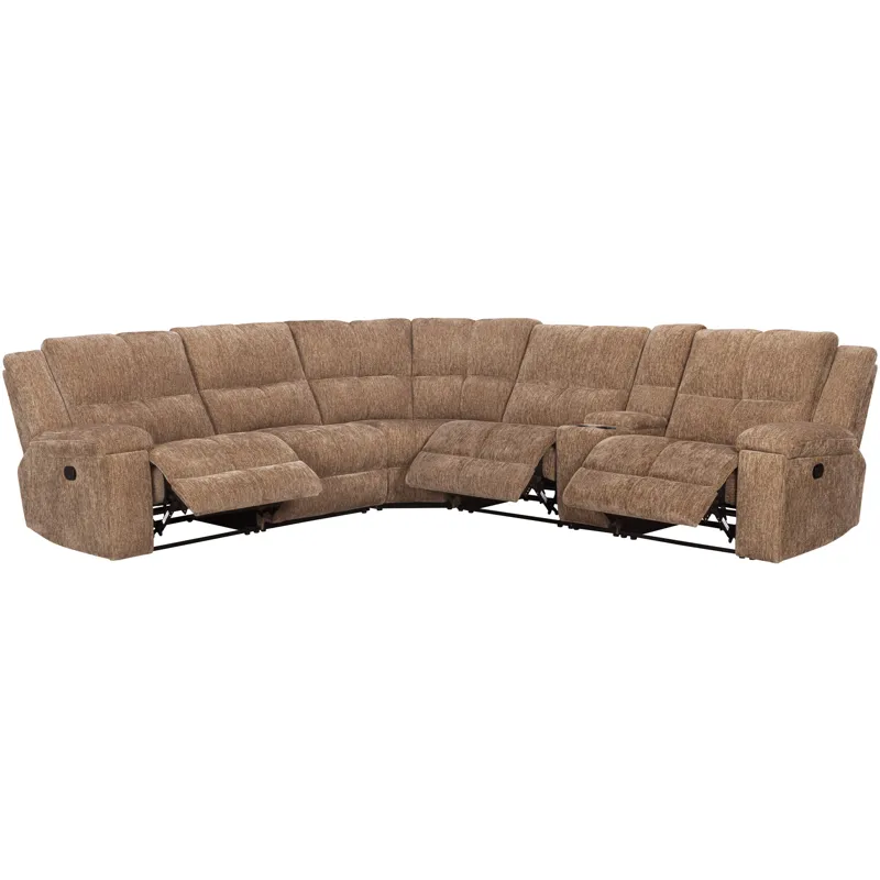 Bronco Plush Tobacco 6 Piece Modular Manual Reclining Sectional