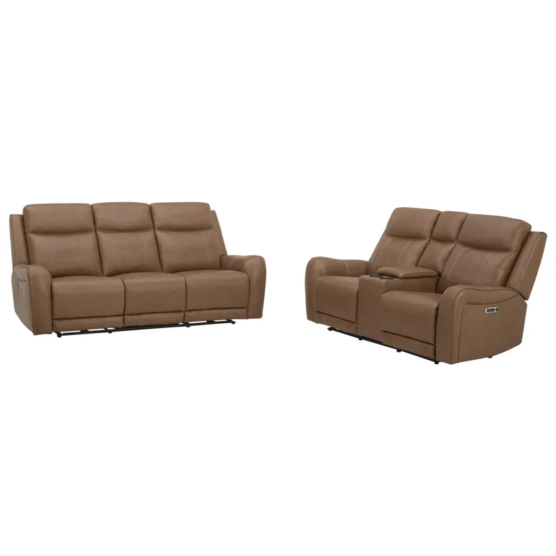 Haywood Butternut Power Reclining Sofa and Loveseat