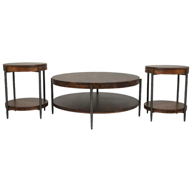 Bengal 41 Inch Round Cocktail Table with 2 End Tables