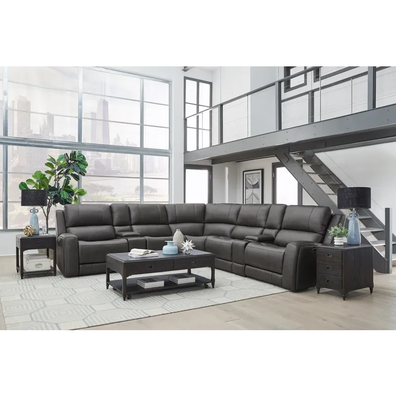 Belmont Autumn Fog 7 Piece Zero Gravity Power Reclining Sectional with Power Adjustable Headrests