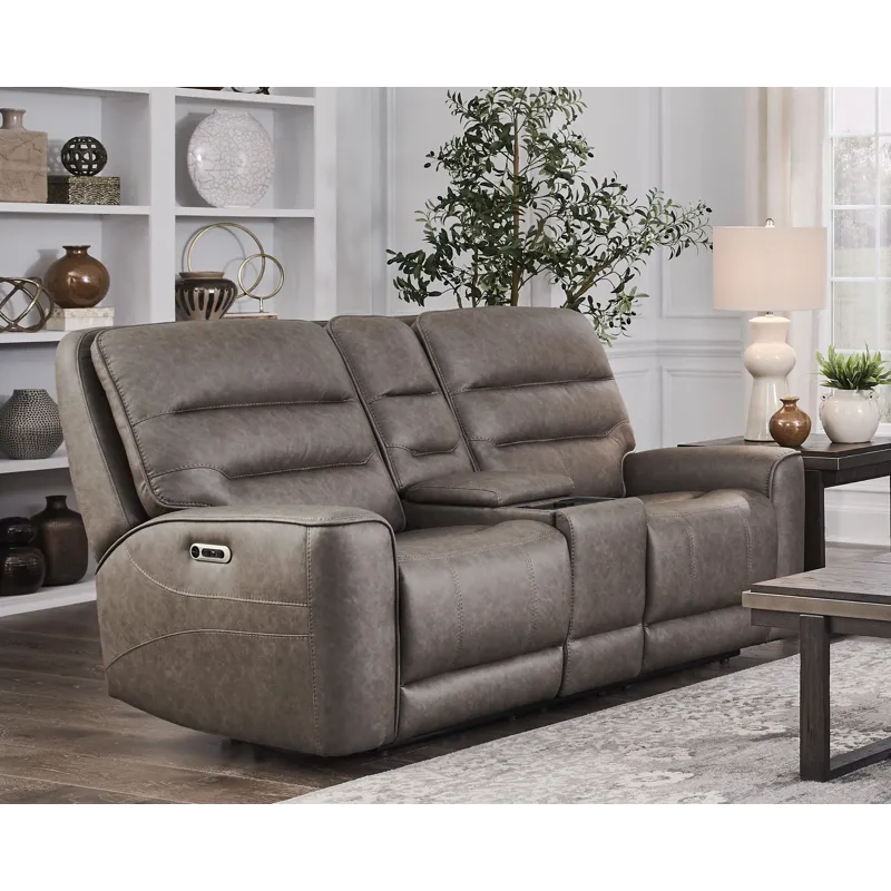 Lawson Sydney Brunette Power Zero Gravity Tilt Console Loveseat P2