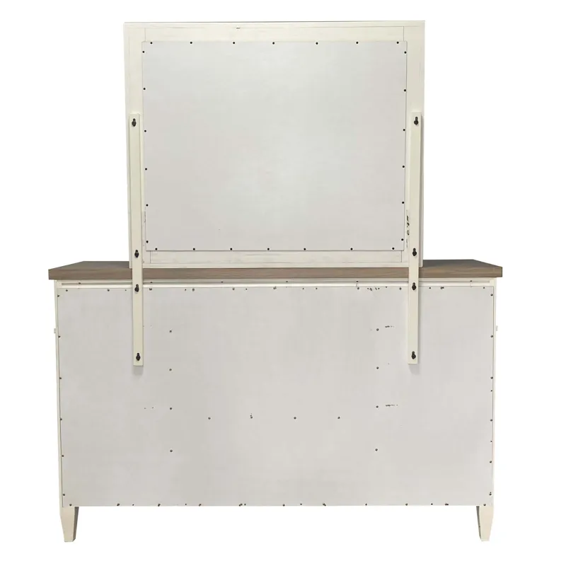 Americana Modern Bedroom King Platform Bed 2 Nightstands and Dresser with Mirror