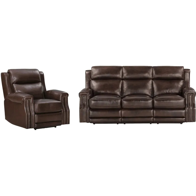 Hensley Smooth Espresso Power Reclining Sofa and Recliner