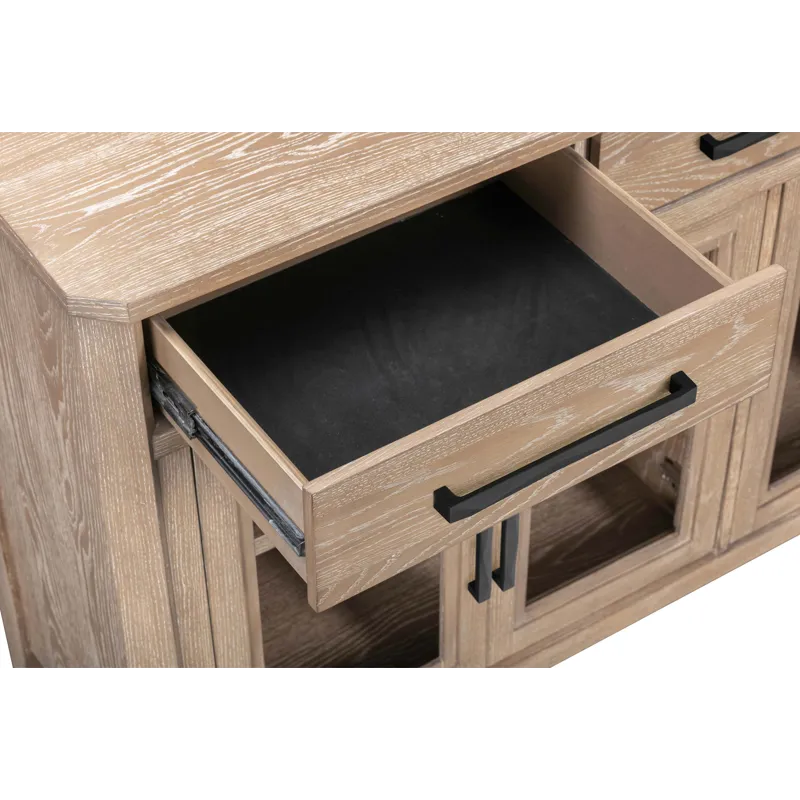 Breckenridge Dining 72 Inch Rectangular Counter Table with 4 Upholstered Stools and Buffet Server