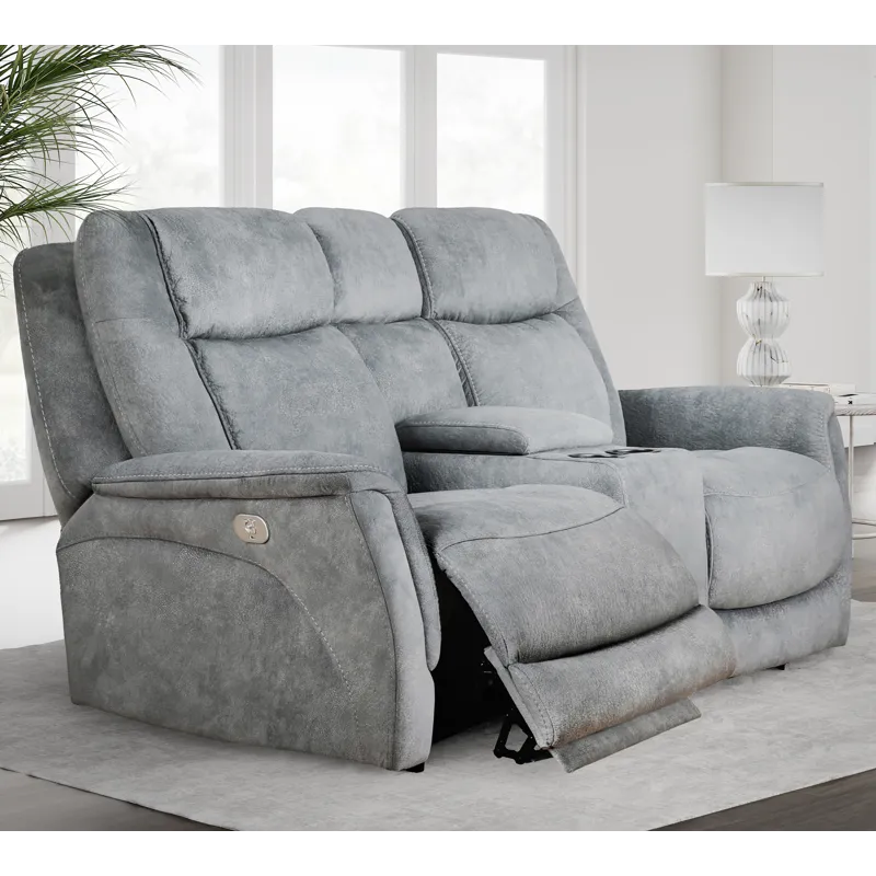 Linus Hudson Grey Power Reclining Sofa and Loveseat