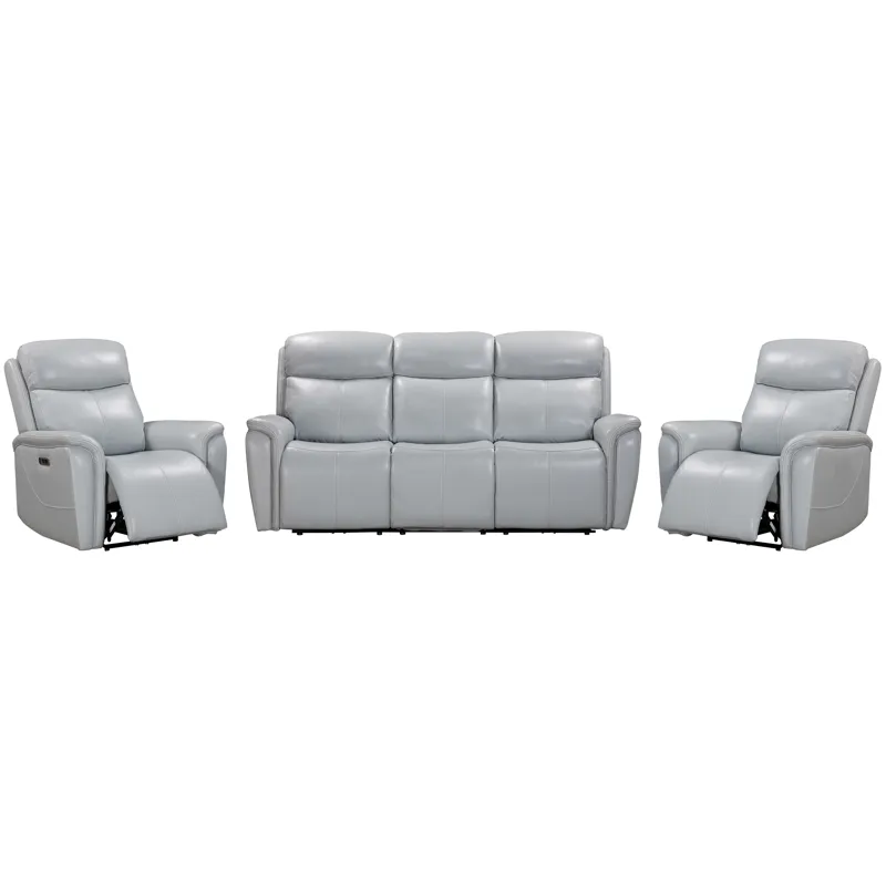Cascade Seamist Grey Power Reclining Sofa and Two Recliners