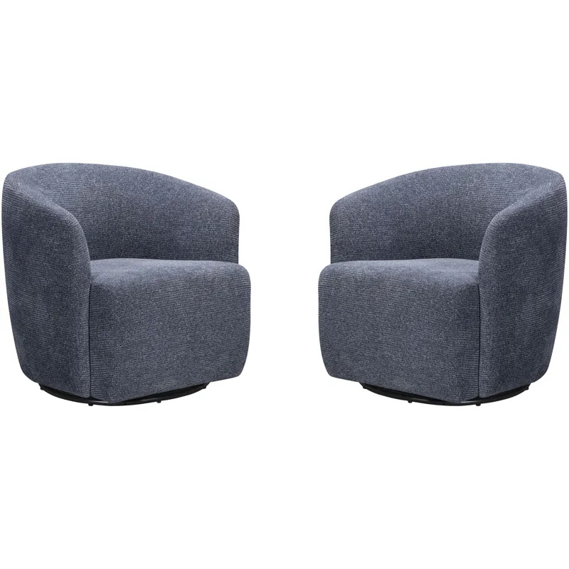 Mingle Thatch Blue Swivel Glider Accent Chair Two Pack