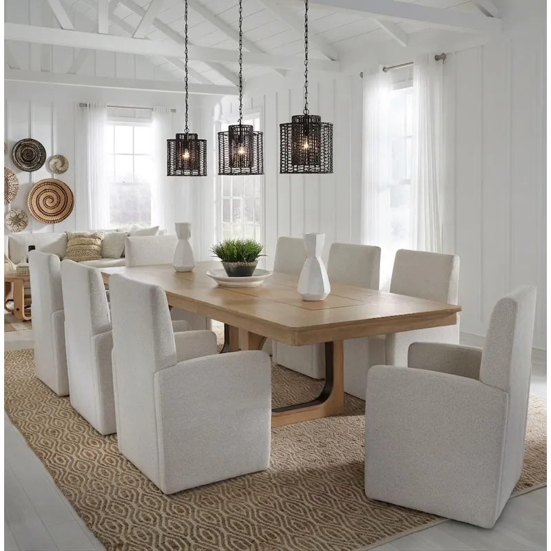 Escape Dining 84 Inch Rectangular Table with 8 Caster Chairs