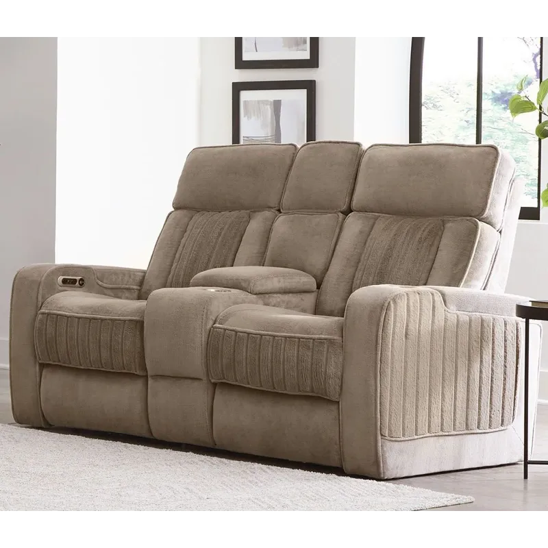 Equinox Mushroom Power Reclining Console Loveseat