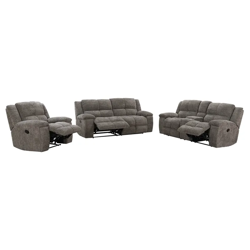 Buster Cabot Stone Manual Reclining Sofa Loveseat and Recliner