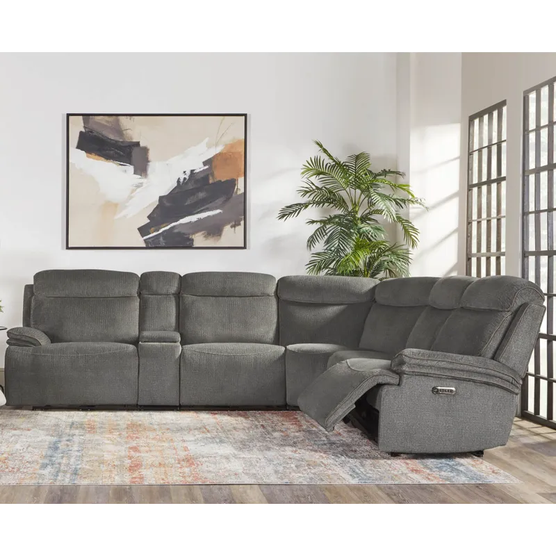 Alpine Airy Midnight 6 Piece Zero Gravity Power Reclining Sectional with Power Adjustable Headrests