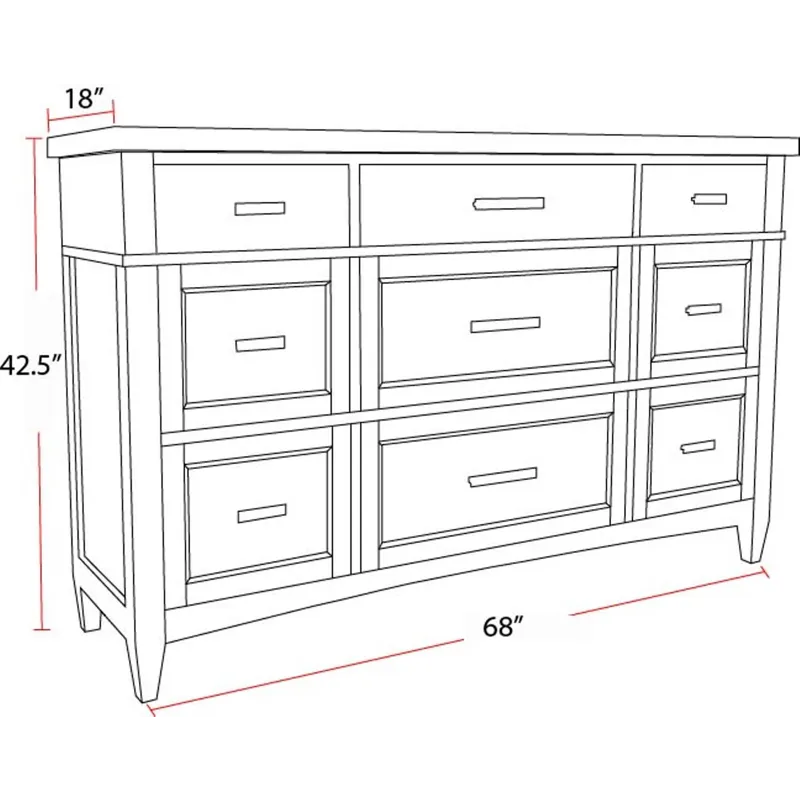 Americana Modern Bedroom King Platform Bed 2 Nightstands and Dresser with Mirror