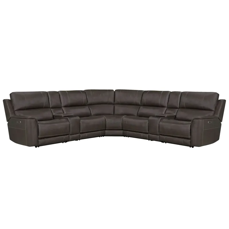Easton Steamboat Brown 7 Piece Zero Gravity Power Reclining Sectional with Power Adjustable Headrest