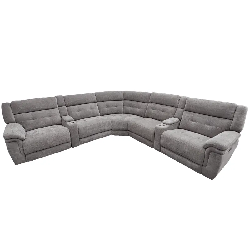 Richland Bristol Grey 7 Piece Modular Power Reclining Sectional with Power Adjustable Headrests