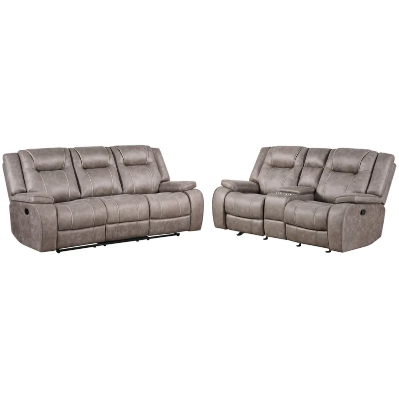 Blake Desert Taupe Manual Reclining Sofa and Loveseat