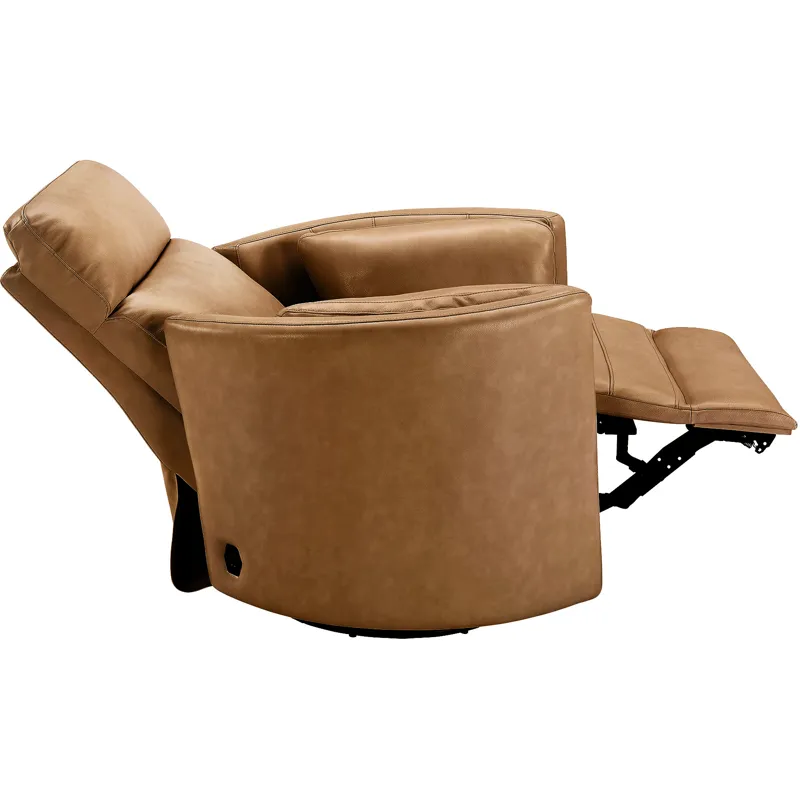 Radius Vintage Caramel Swivel Power Glider Recliner Two Pack