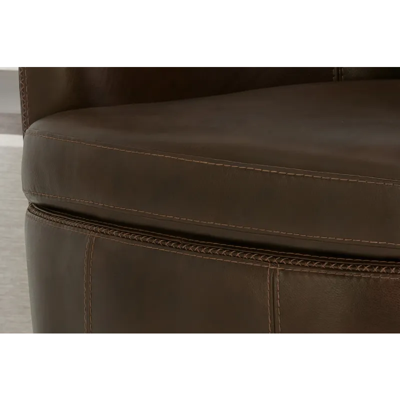 Barolo Vintage Brown 100% Italian Leather Swivel Club Chair Two Pack