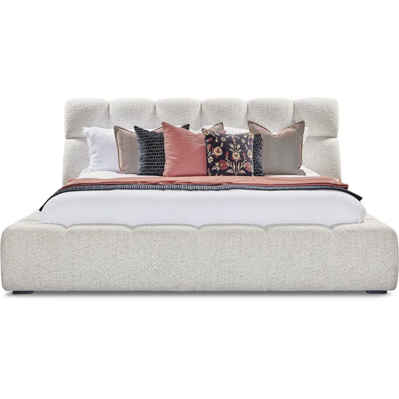 Escape Bedroom King Upholstered Bed with Dresser and Mirror