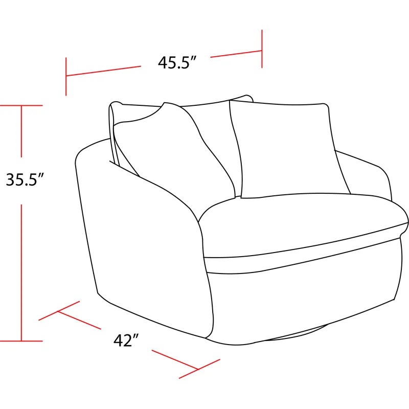 Boomer Mega Ivory Large Swivel Chair with 2 Toss Pillows Two Pack