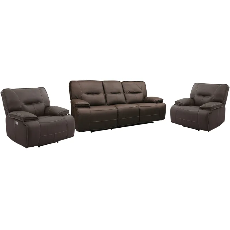 Spartacus Chocolate Power Reclining Sofa and Two Recliners