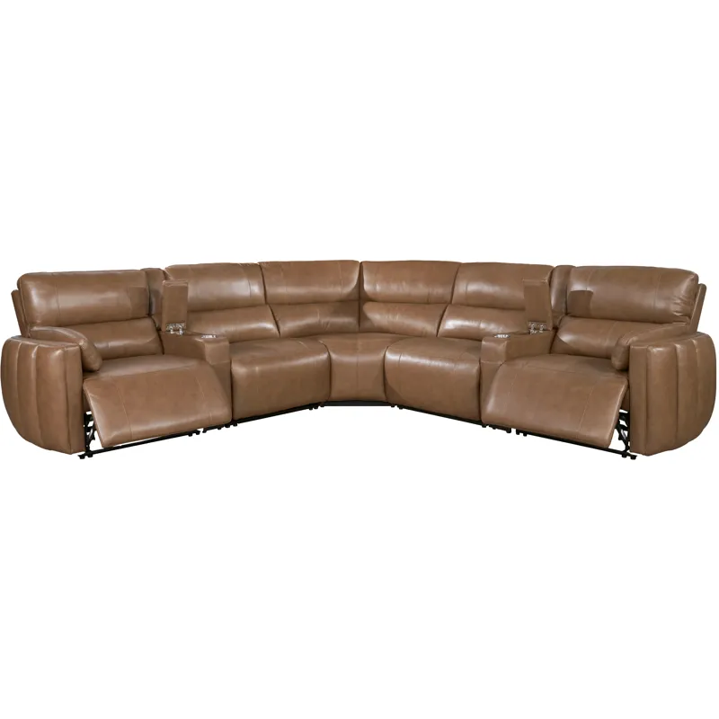 Modesto Sable 7 Piece Modular Power Reclining Sectional with Power Adjustable Headrests