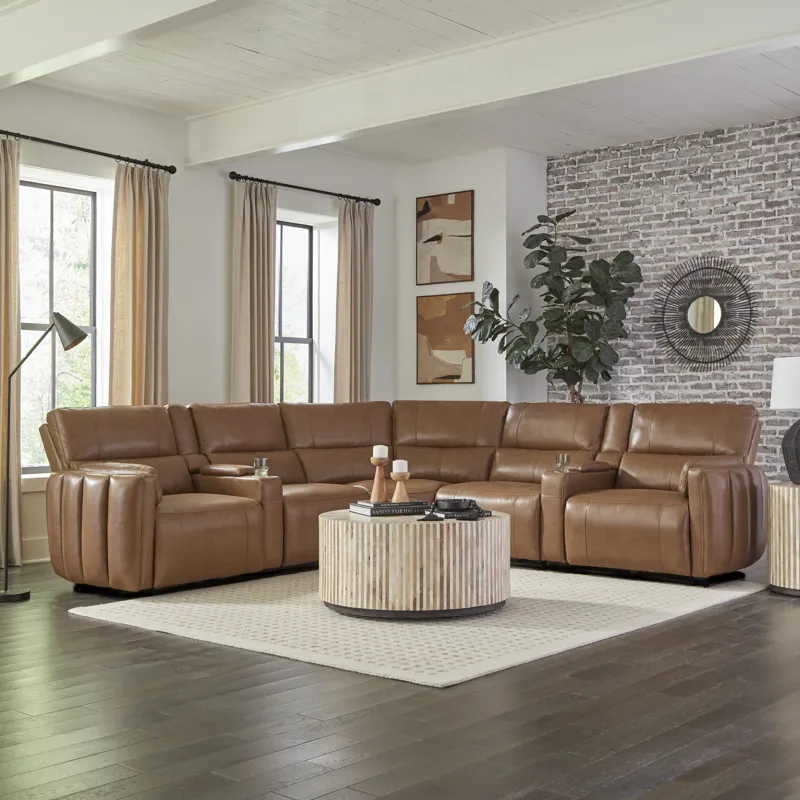 Modesto Sable 7 Piece Modular Power Reclining Sectional with Power Adjustable Headrests