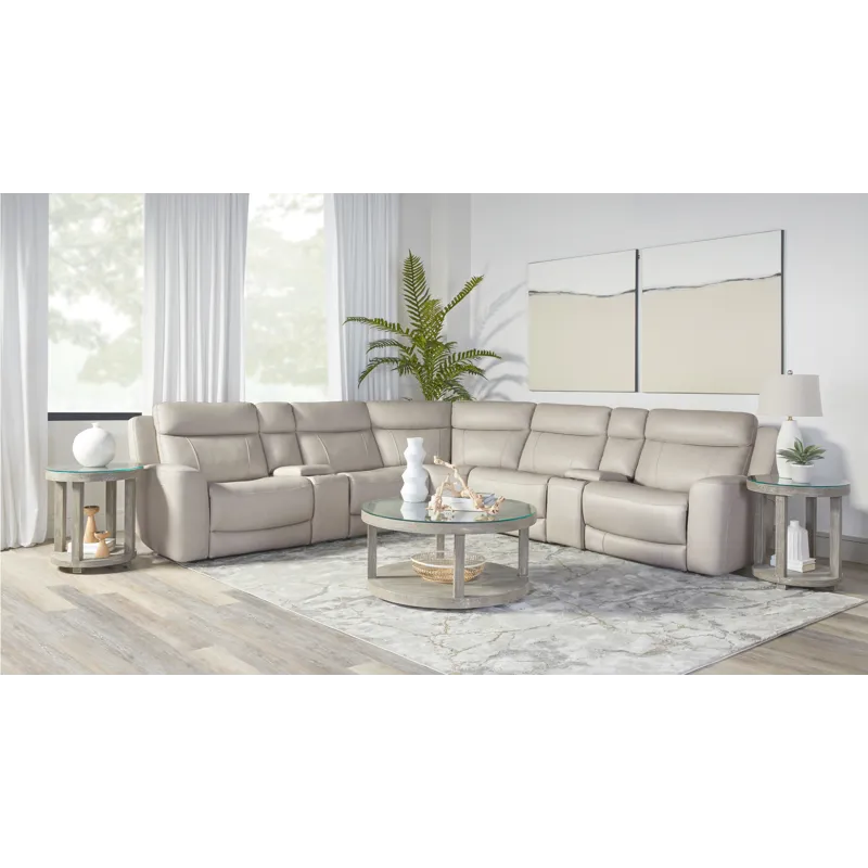 Calgary Stone 7 Piece Modular Reclining Sectional with Power Adjustable Headrests