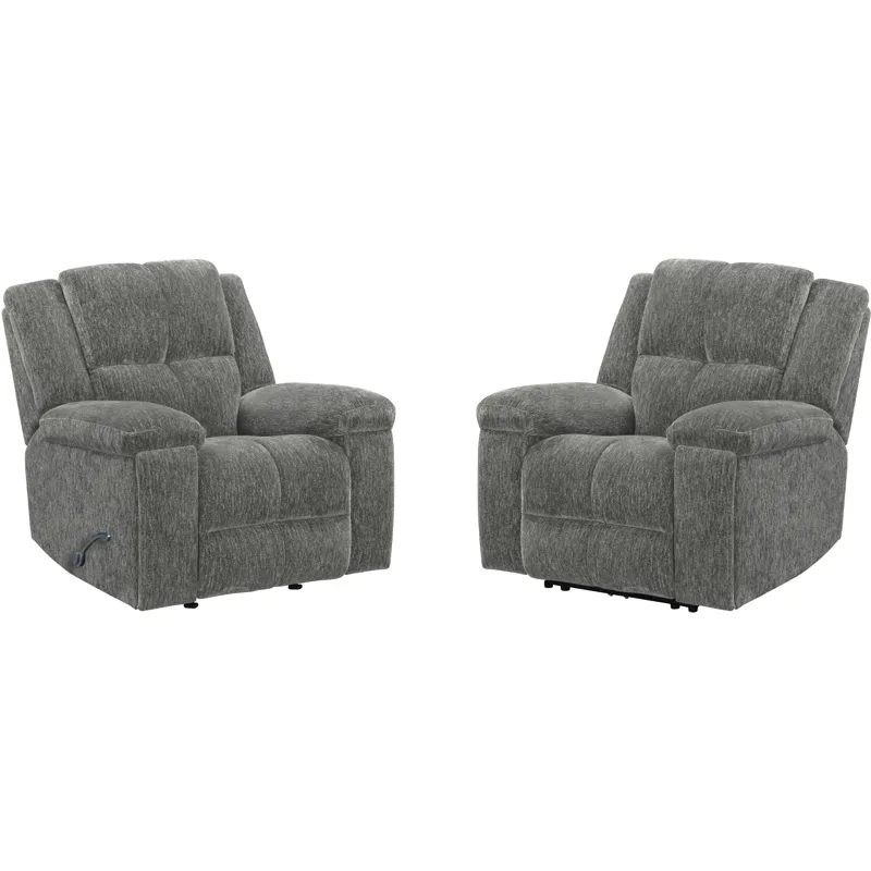 Bronco Plush Charcoal Manual Rocker Recliner Two Pack