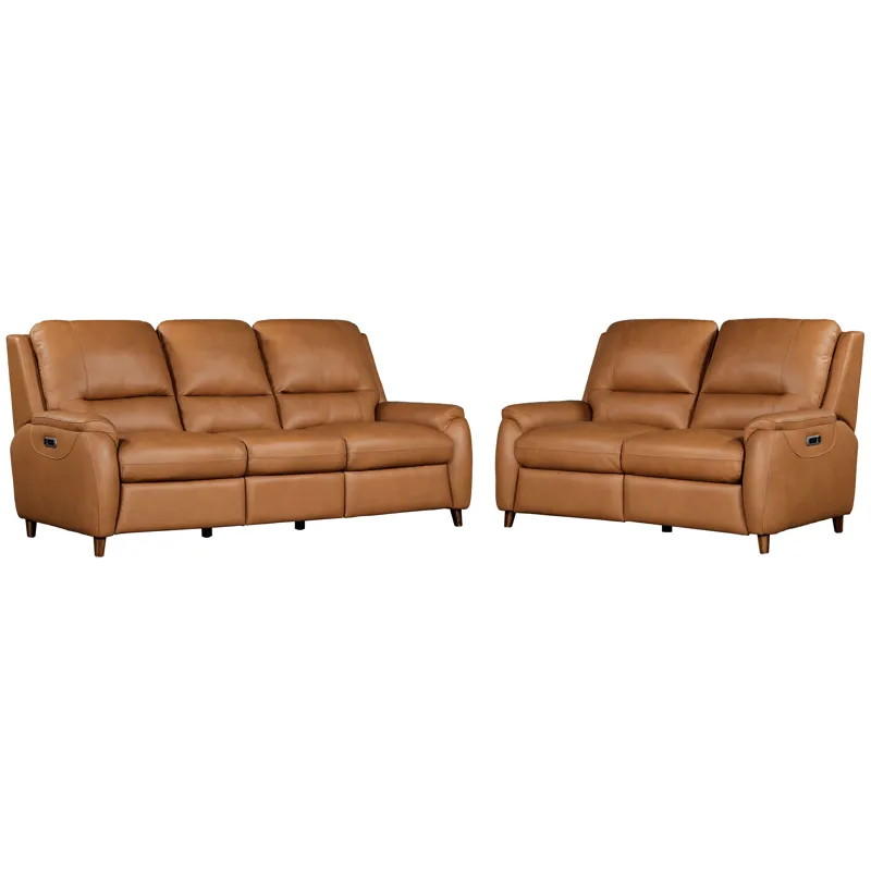 Austin Caramel Cream Power Reclining Sofa and Loveseat