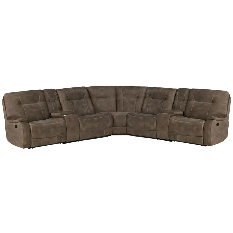 Cooper Shadow Brown 7 Piece Modular Manual Reclining Sectional