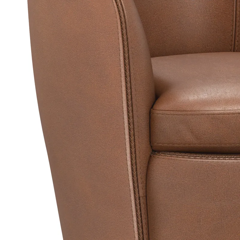Barolo Vintage Whiskey 100% Italian Leather Swivel Club Chair Two Pack
