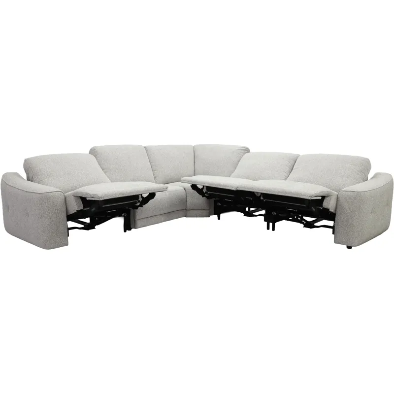 Julianna Crisp Taupe 5 Piece Power Reclining Sectional with Power Headrests