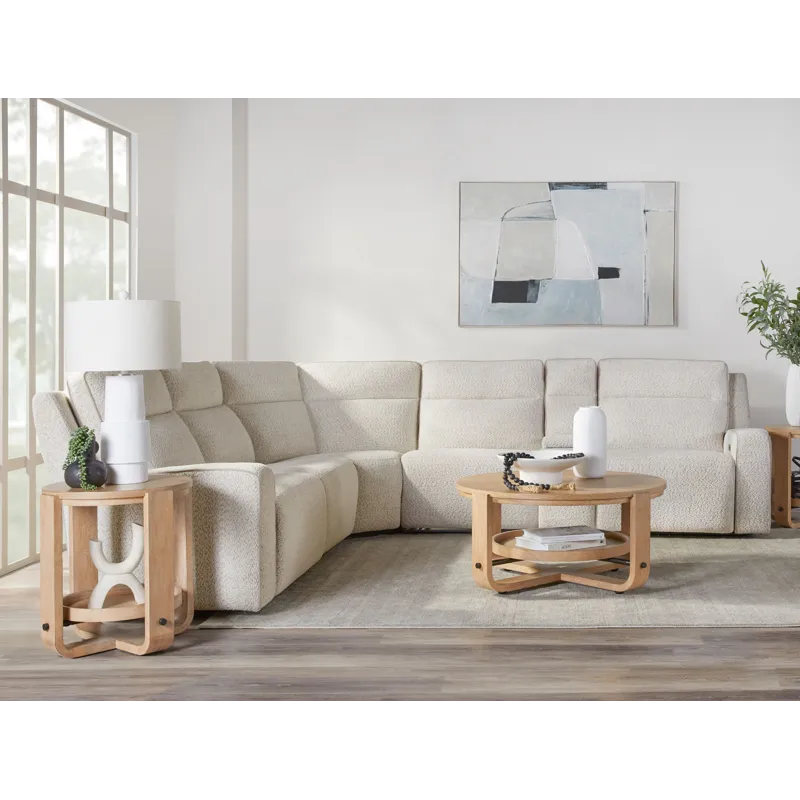 Lancaster Fluffy River Rock 6 Piece Zero Gravity Power Reclining Sectional with Power Adjustable Hea
