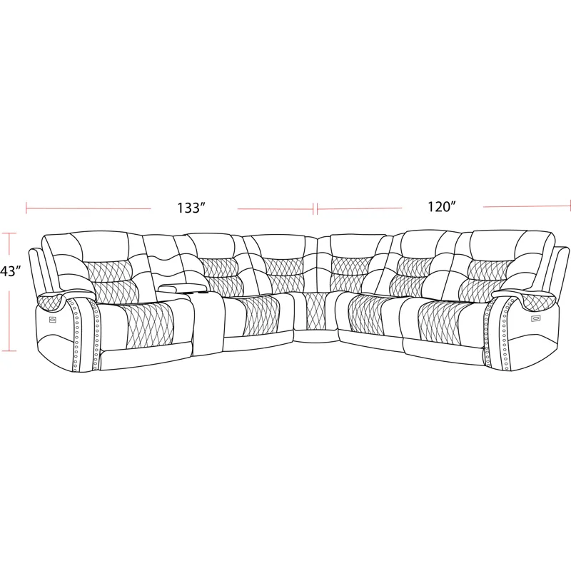 Outlaw Stallion 6 Piece Modular Power Reclining Sectional with Drop Down Table