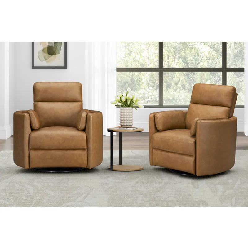 Radius Vintage Caramel Swivel Power Glider Recliner Two Pack