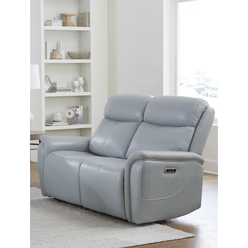 Cascade Seamist Grey Power Reclining Sofa and Loveseat