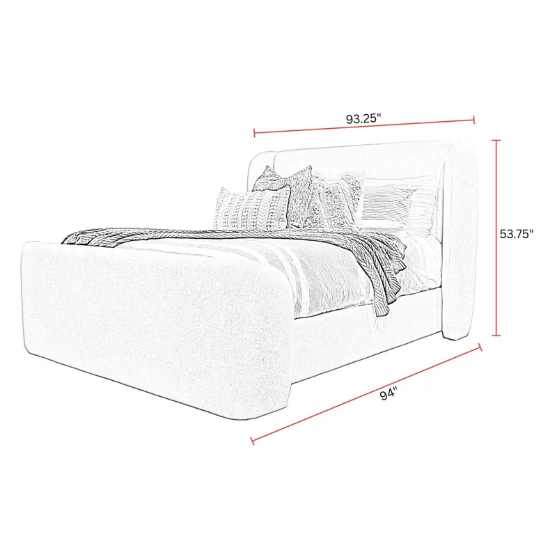 Shiloh White Mocha King Wingback Upholstered Bed