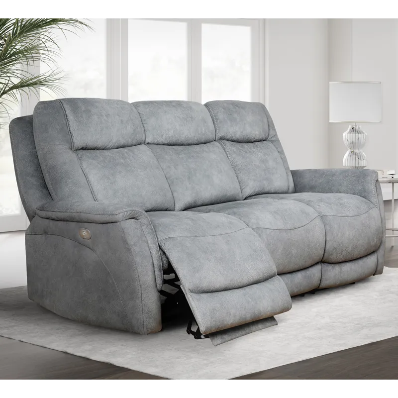 Linus Hudson Grey Power Reclining Sofa and Two Recliners