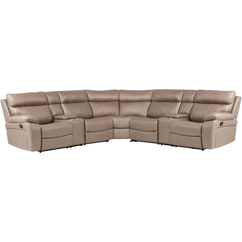 Theon Stokes Toffee 7 Piece Modular Manual Reclining Sectional and Entertainment Console